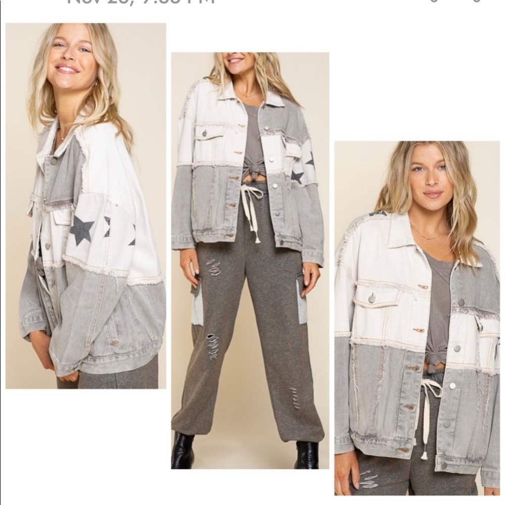 NEW POL Oversized Star Denim Jacket